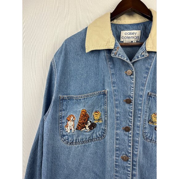 Women’s Vintage Casey Coleman 1X Jean Jacket with Doggy Embroidery - Picture 2 of 6